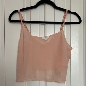 Wilfred Spaghetti Strap Layering Light Pink Sheer Camisole cropped tank top